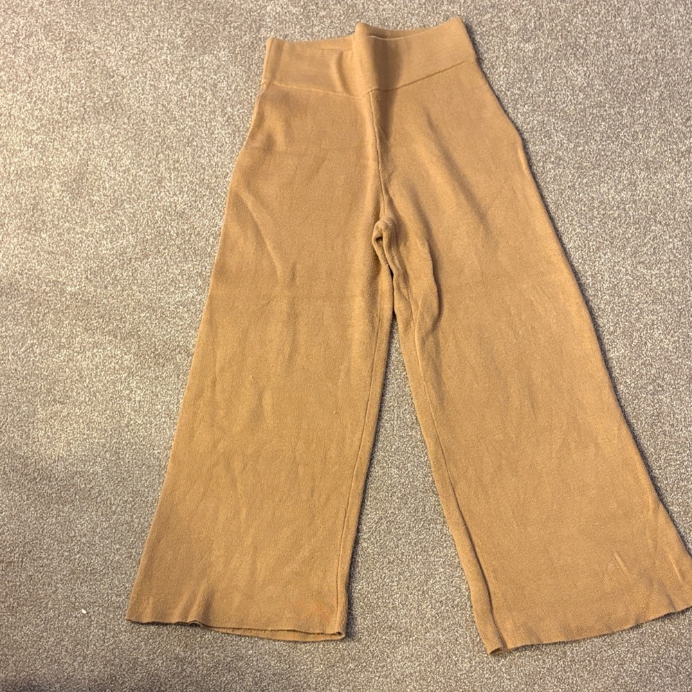Ann Taylor Factory High-Waisted Tan Wide-Leg Pants